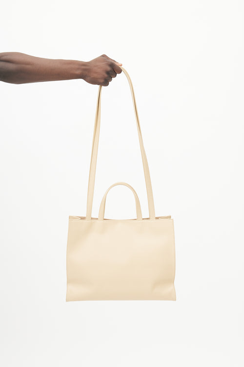 Telfar Beige Vegan Leather Medium Shopping Bag