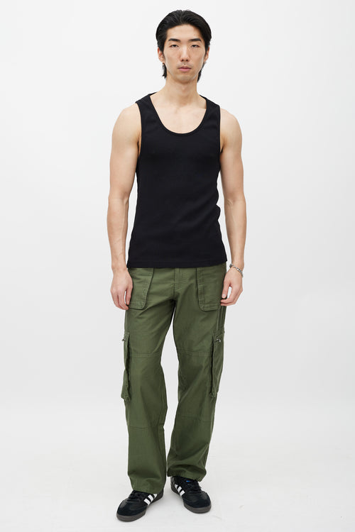 Telfar Black Ribbed Backless Tank