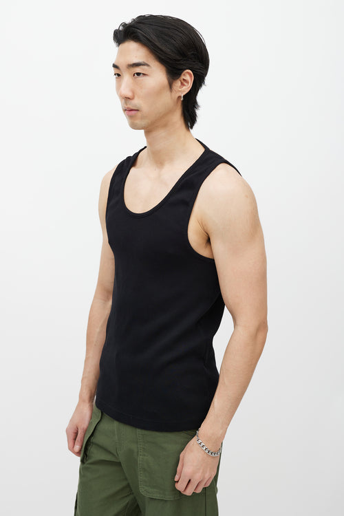 Telfar Black Ribbed Backless Tank