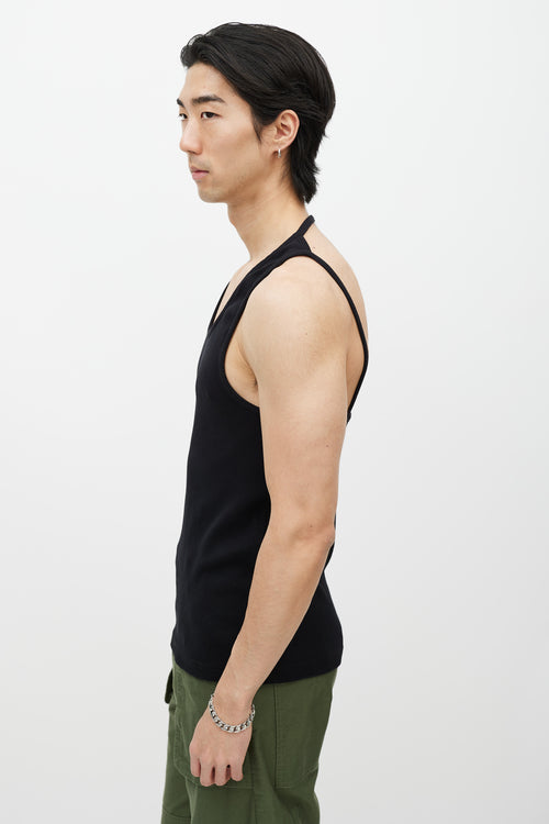 Telfar Black Ribbed Backless Tank