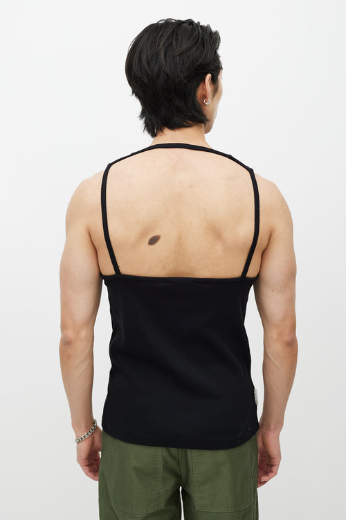 Telfar Black Ribbed Backless Tank