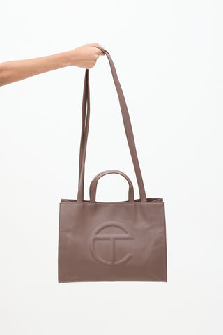 Telfar Brown Medium Shopping Tote Bag