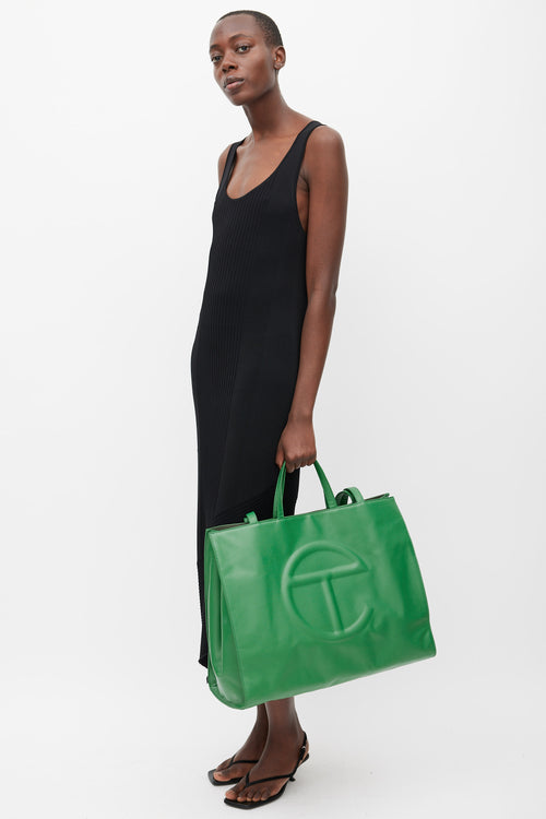 Telfar Green Faux Leather Large Shopping Bag