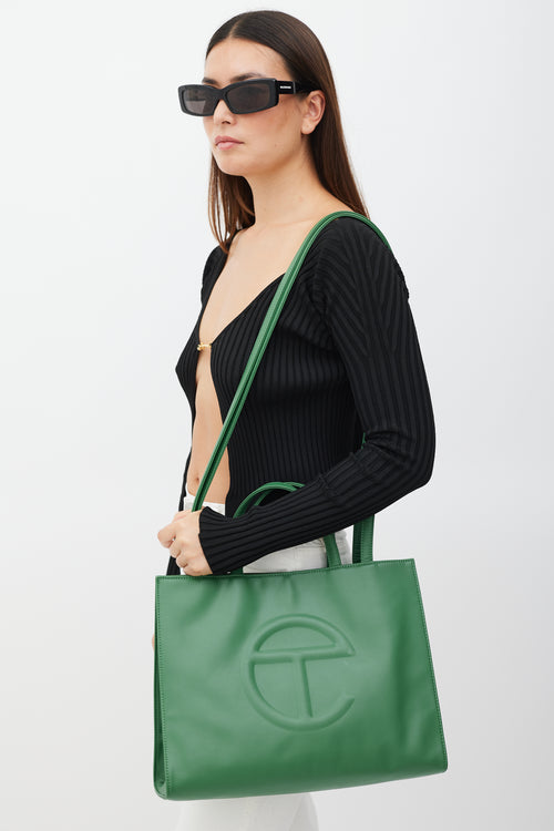 Telfar Green Medium Shopping Tote