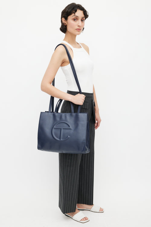 Telfar Navy Medium Shopping Bag