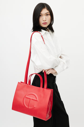 Telfar Red Medium Shopping Bag