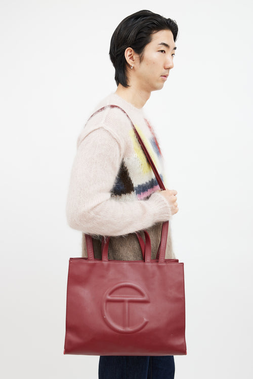 Telfar Burgundy Large Shopping Tote Bag