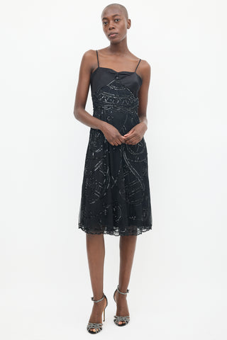 Temperley Black Silk Tulle Sequin Dress