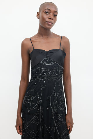 Temperley Black Silk Tulle Sequin Dress