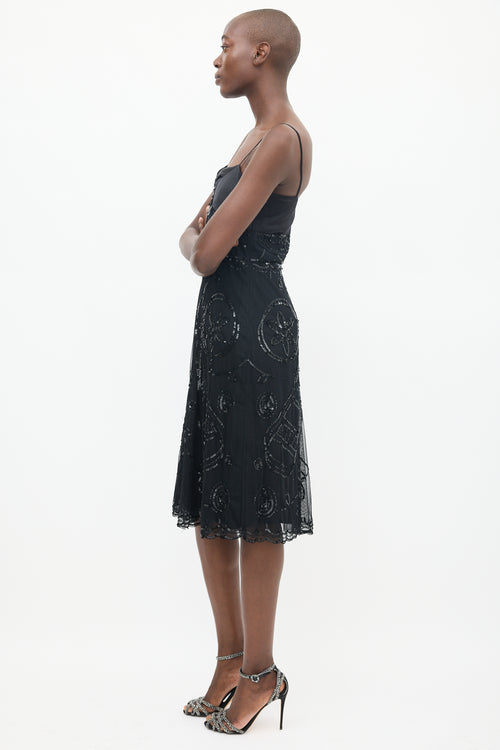 Temperley Black Silk Tulle Sequin Dress