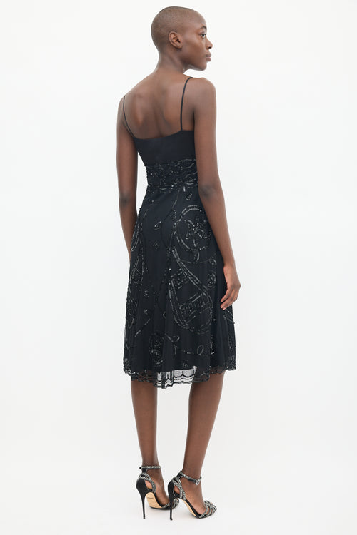 Temperley Black Silk Tulle Sequin Dress