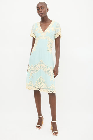 Temperley Blue 
Cream Lace Dress