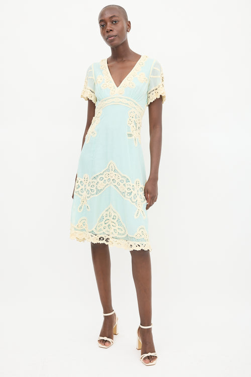 Temperley Blue 
Cream Lace Dress