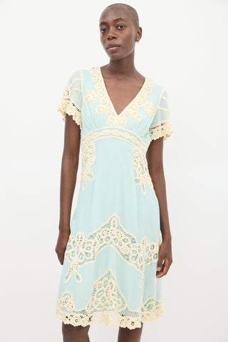 Temperley Blue 
Cream Lace Dress