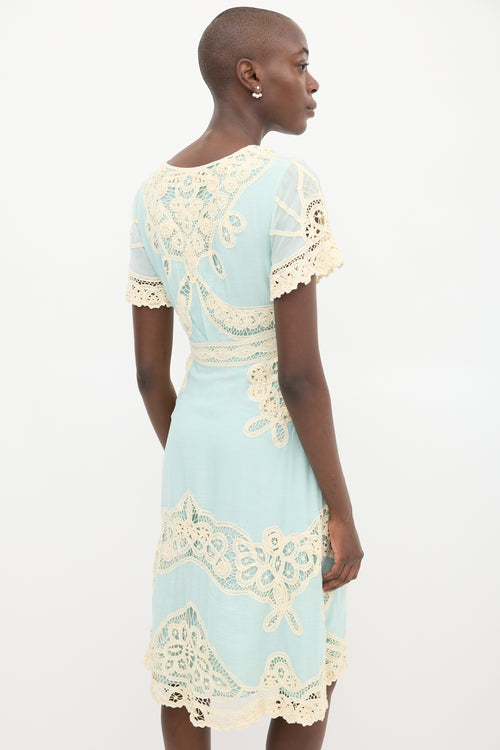 Temperley Blue 
Cream Lace Dress