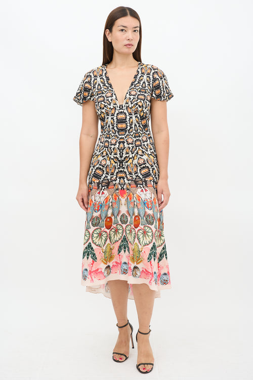 Temperley Multicolour Printed V-Neck Midi Dress