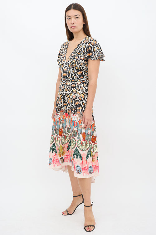 Temperley Multicolour Printed V-Neck Midi Dress