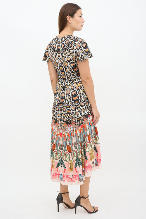 Temperley Multicolour Printed V-Neck Midi Dress