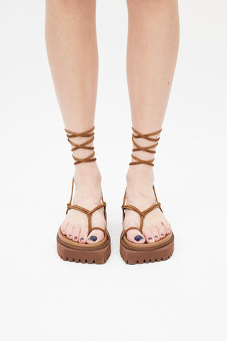 The Attico Brown Strappy Gladiator Sandal