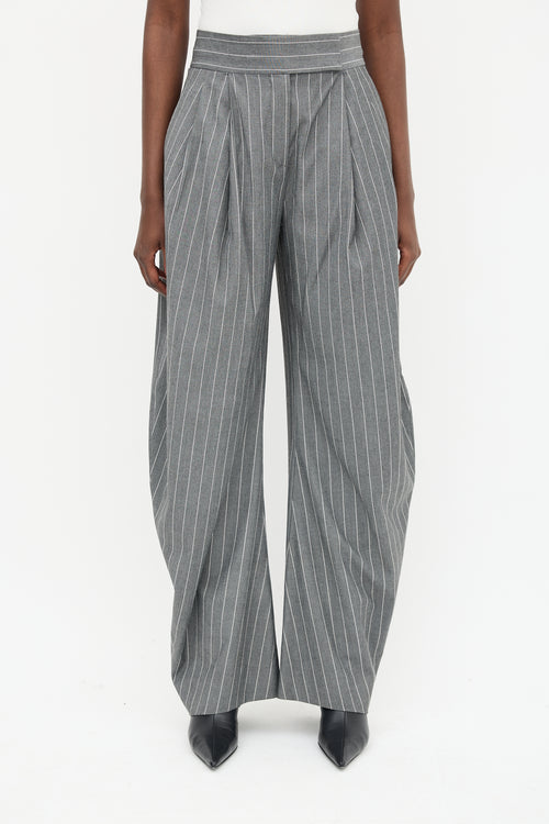 The Attico Grey Pinstripe Gary Barrel Trouser