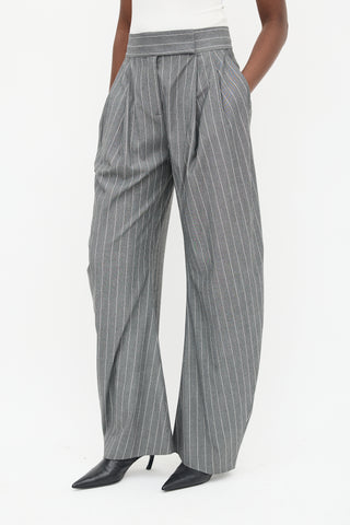 The Attico Grey Pinstripe Gary Barrel Trouser