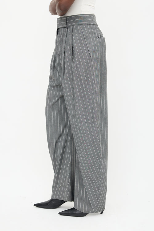 The Attico Grey Pinstripe Gary Barrel Trouser