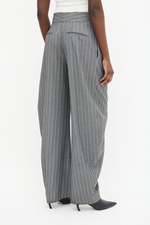 The Attico Grey Pinstripe Gary Barrel Trouser