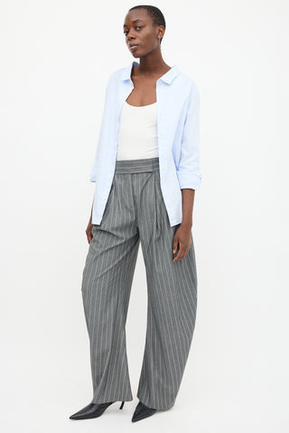 The Attico Grey Pinstripe Gary Barrel Trouser