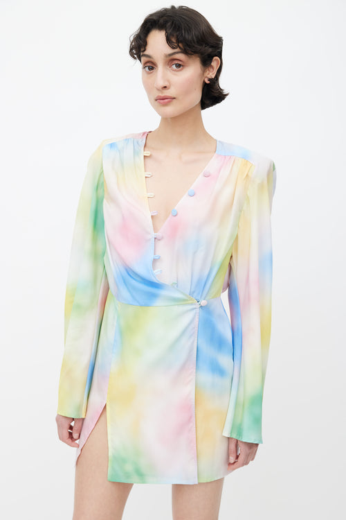 The Attico Multicolour Lauren Tie Dye Wrap Dress