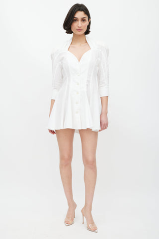 Attico White Cotton Button Down Mini Dress