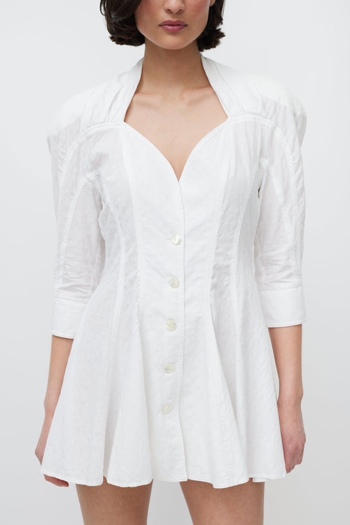 Attico White Cotton Button Down Mini Dress