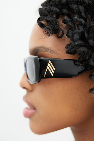 The Attico X Linda Farrow Black Mini Marfa Sunglasses