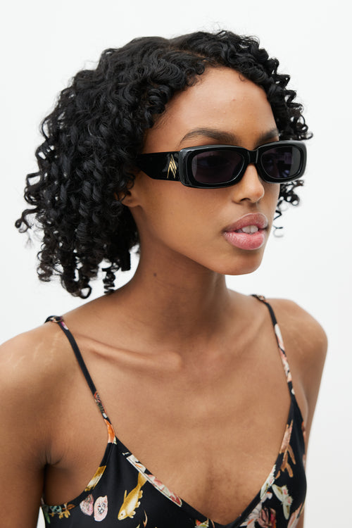 The Attico X Linda Farrow Black Mini Marfa Sunglasses