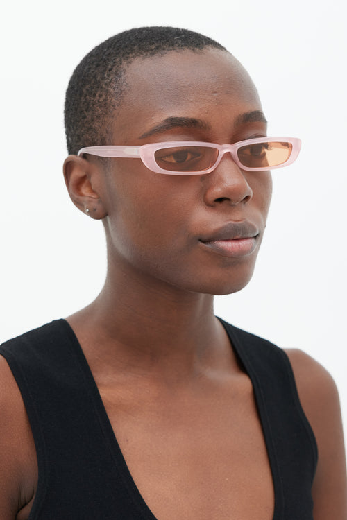 The Attico X Linda Farrow Pink Thea Rectangle Sunglasses