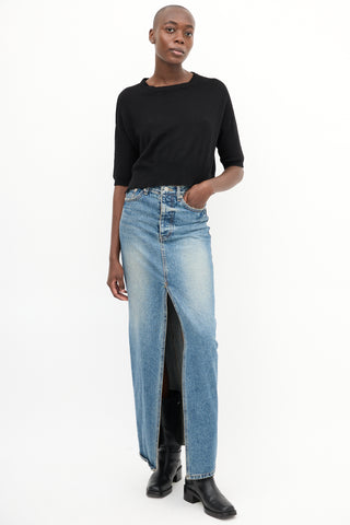 The Cashmere Shop Black Half Sleeve Cropped Sweater