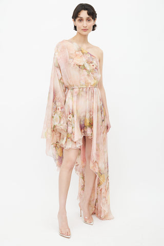 The Dolls House Pink Silk Floral Evangeline Dress