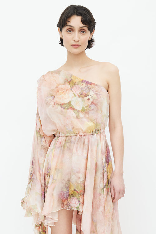 The Dolls House Pink Silk Floral Evangeline Dress