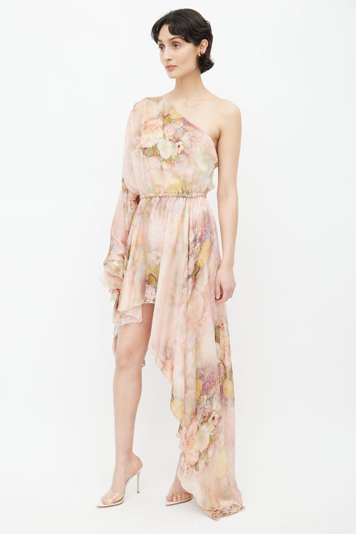 The Dolls House Pink Silk Floral Evangeline Dress