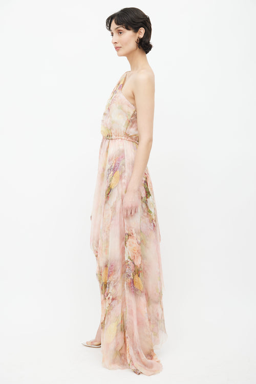 The Dolls House Pink Silk Floral Evangeline Dress