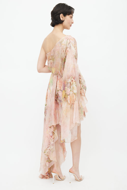 The Dolls House Pink Silk Floral Evangeline Dress