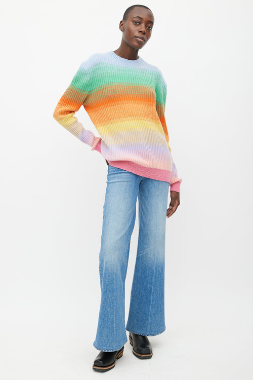 The Elder Statesman Multicolor Cashmere Morph Stripe Sweater