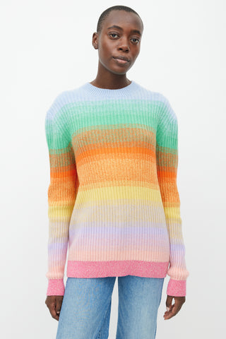 The Elder Statesman Multicolor Cashmere Morph Stripe Sweater