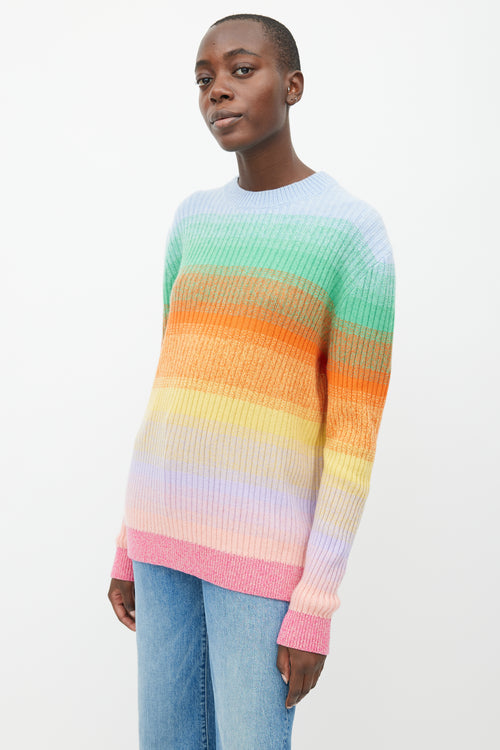 The Elder Statesman Multicolor Cashmere Morph Stripe Sweater