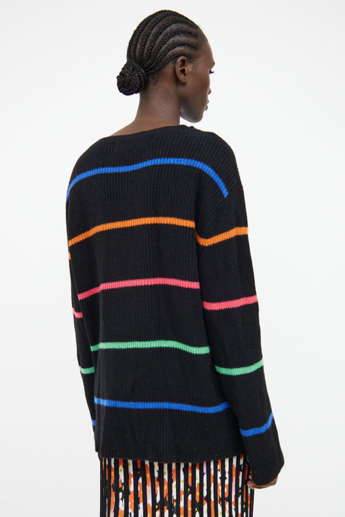 The Elder Statesman Black Stripe Cashmere Long Sleeve Top