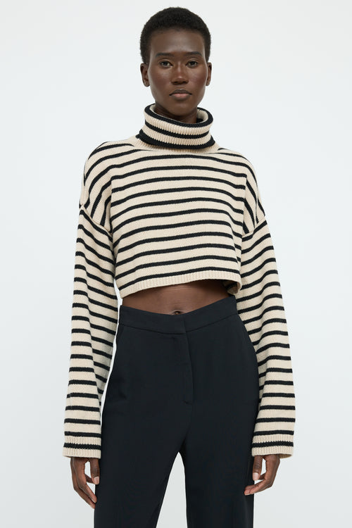 The Frankie Shop Beige 
Black Stripe Long Sleeve Top