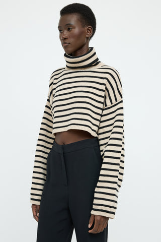 The Frankie Shop Beige 
Black Stripe Long Sleeve Top