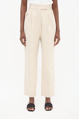 The Frankie Shop Beige Linen Pace Pleated Trouser