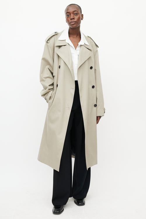 The Frankie Shop Beige Oversized Belted Trench Coat