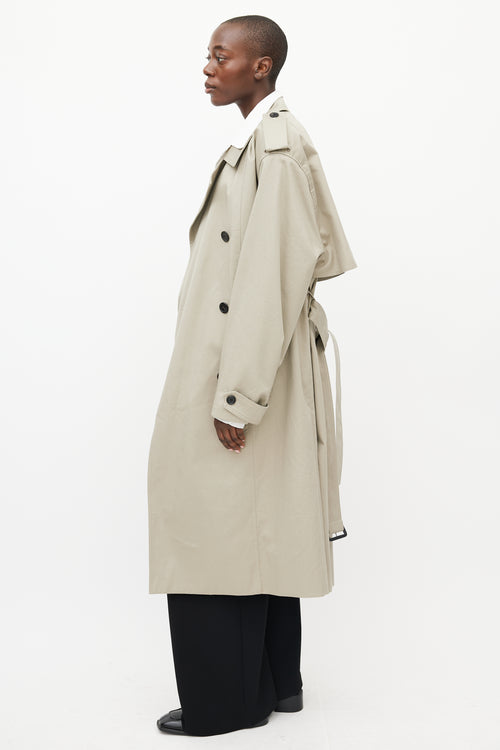 The Frankie Shop Beige Oversized Belted Trench Coat