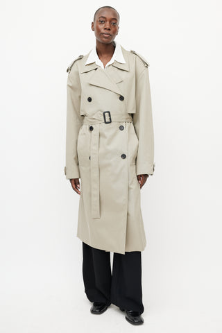 The Frankie Shop Beige Oversized Belted Trench Coat